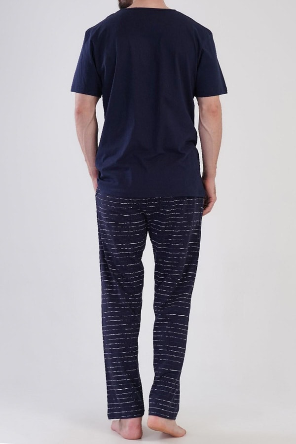 Mısırlı Erkek Pamuklu Kısa Kollu Pijama Takımı Lacivert