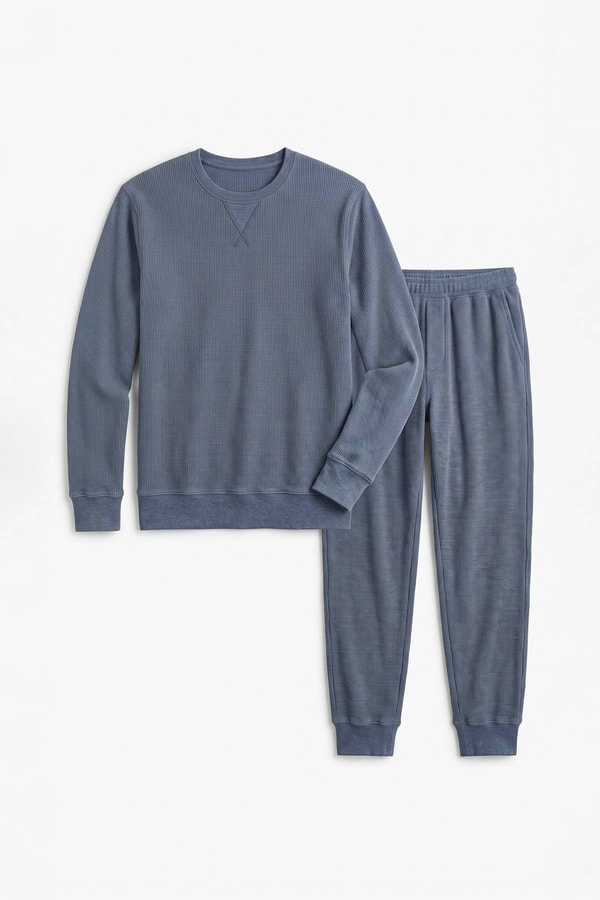 Mısırlı Erkek Pamuklu Uzun Kollu Pijama Takımı İndigo