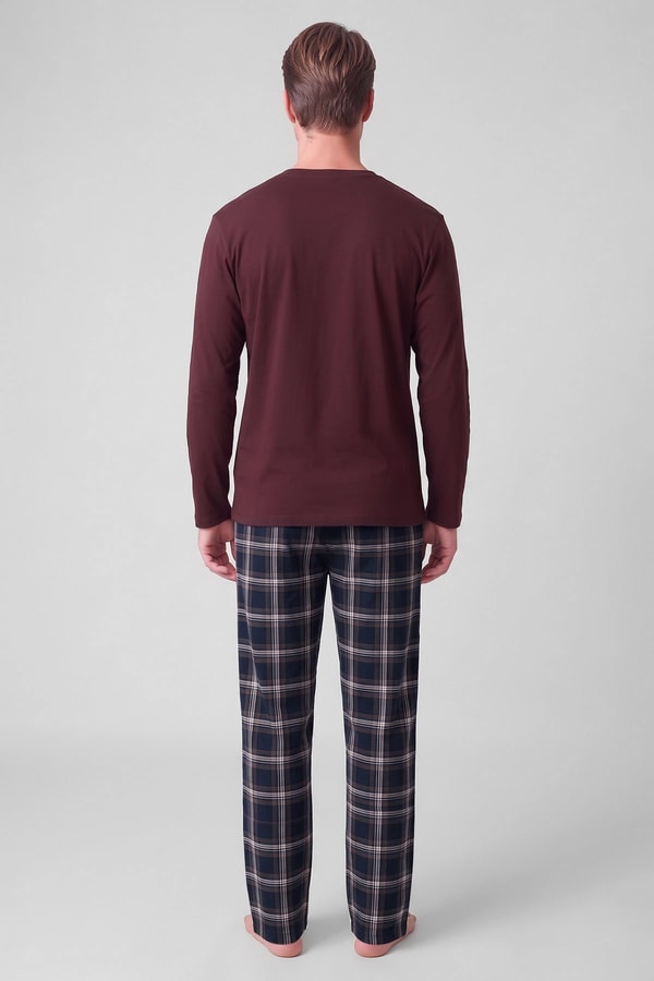 Mısırlı Erkek Pamuklu V Yaka Pijama Takım Bordo