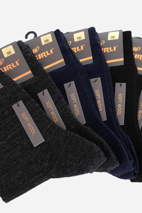 Mısırlı Erkek Soft Wool (Koyun Yünü) Kutulu 6 Çift Soket Çorap Çok Renki