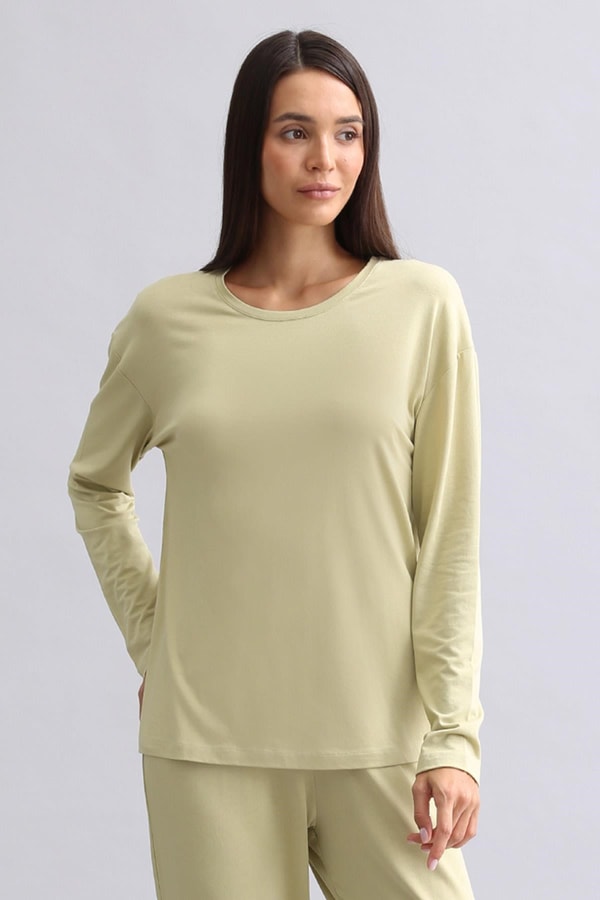 Mısırlı Kadın Bambu Sweatshirt Adaçayı Yeşili