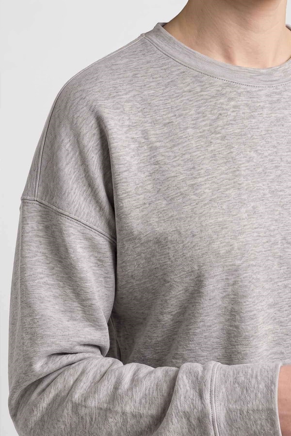 Mısırlı Kadın Bisiklet Yaka Sweatshirt Gri Melanj
