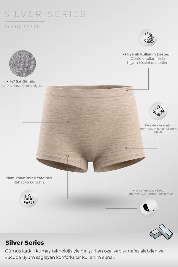 Mısırlı Kadın Gümüş Boxer Külot Ten