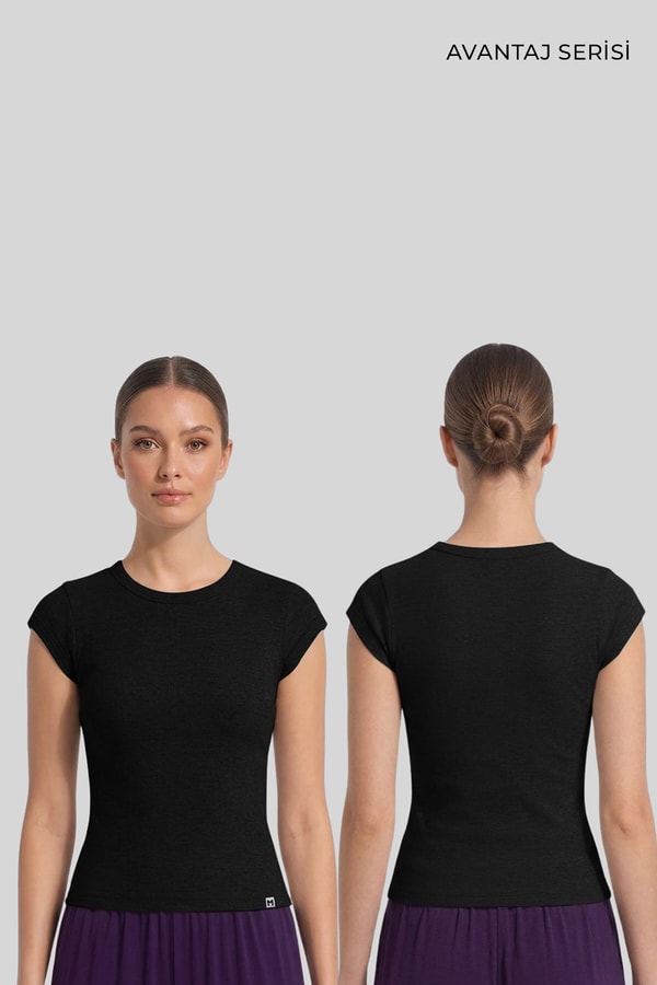 Mısırlı Kadın Kaşkorse Sıfır Kol Tshirt Siyah