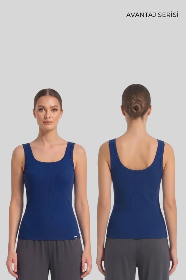 Mısırlı Kadın Kaşkorse Sırt Açık Askılı Tshirt Saks