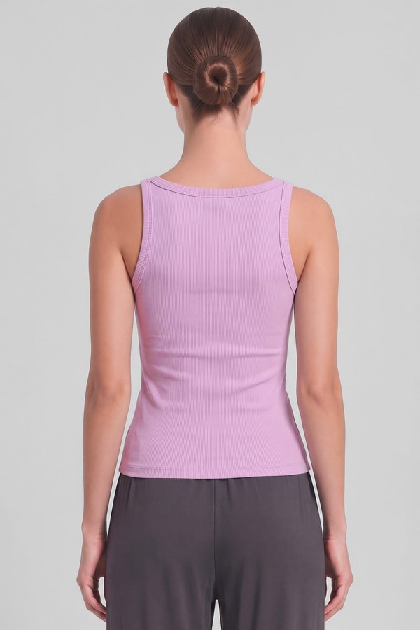 Mısırlı Kadın Kaşkorse Sırtı Kapalı Askılı T-shirt Pembe