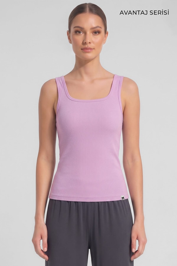 Mısırlı Kadın Kaşkorse Sırtı Kapalı Askılı T-shirt Pembe