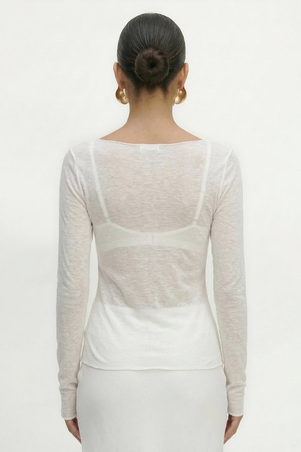 Mısırlı Kadın Kaşmir Kayık Yaka Fanila Off White