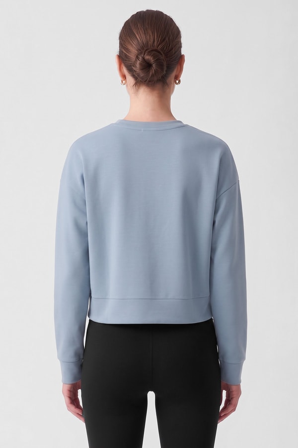 Mısırlı Kadın Modal Crop Sweatshirt Mavi