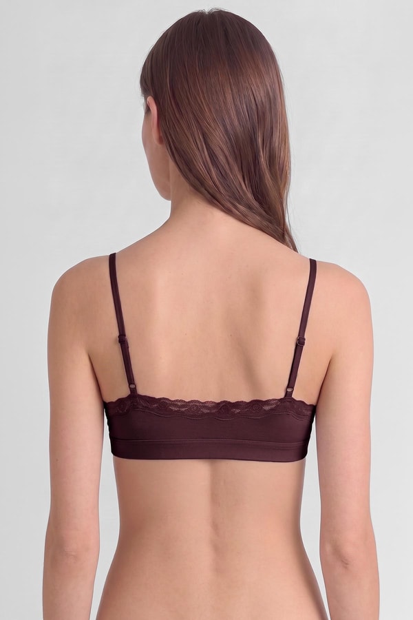 Mısırlı Kadın Modal Dantelli Seamless Bralet Bordo