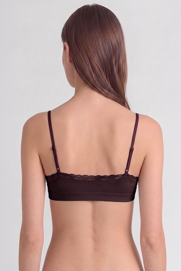 Mısırlı Kadın Modal Dantelli Seamless Bralet Acı Kahve
