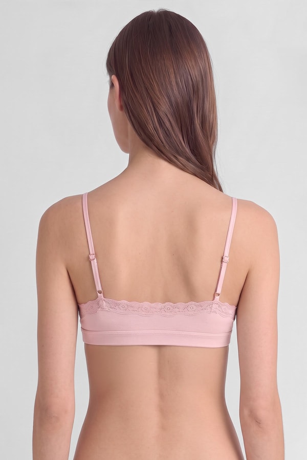 Mısırlı Kadın Modal Dantelli Seamless Bralet Pudra