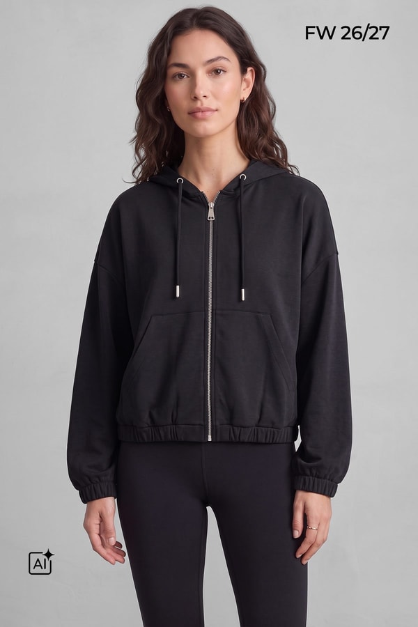 Mısırlı Kadın Modal Fermuarlı Crop Sweatshirt Atrasit