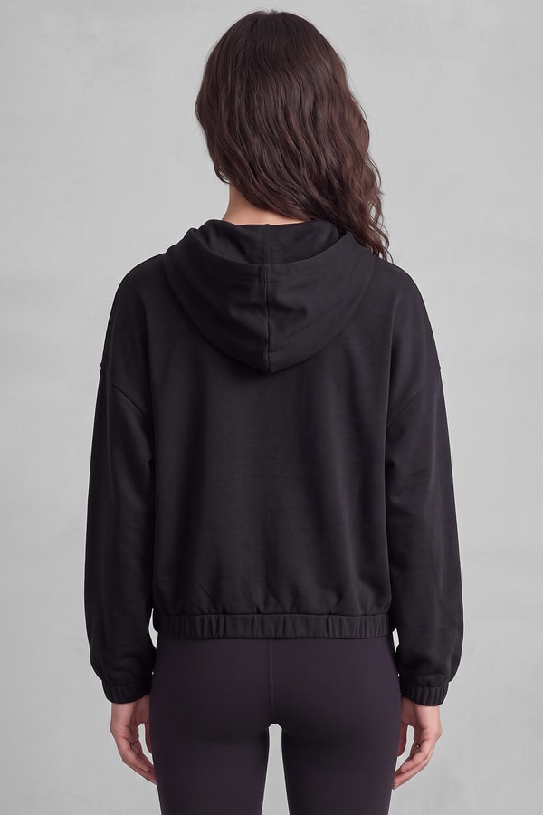 Mısırlı Kadın Modal Fermuarlı Crop Sweatshirt Atrasit