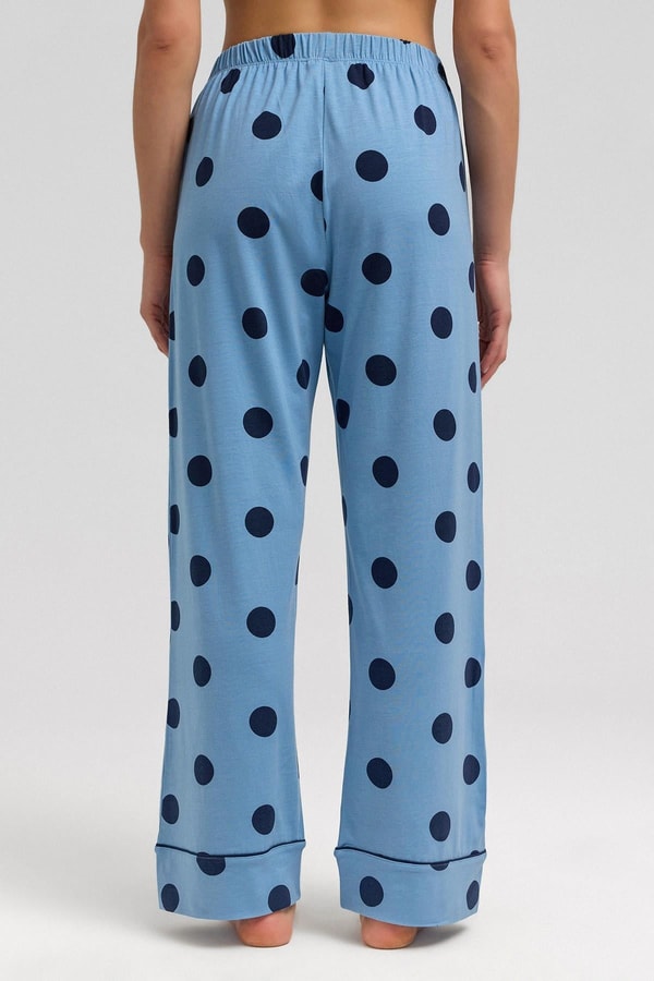 Mısırlı Kadın Modal Örme Puantiyeli Pijama Alt / Pantolon Bebe Mavisi