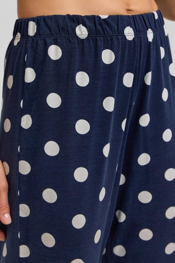 Mısırlı Kadın Modal Puantiyeli Pijama Takımı Lacivert