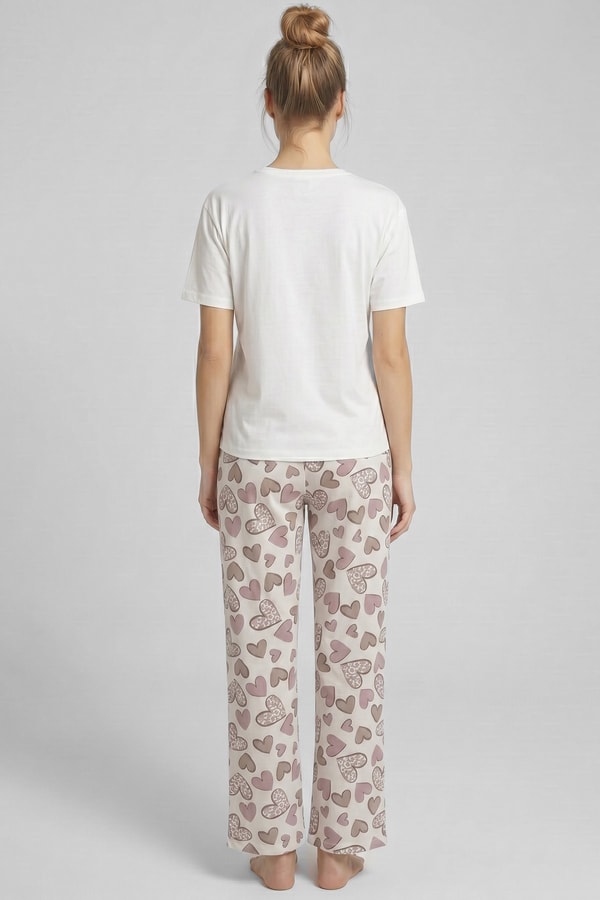 Mısırlı Kadın Pamuklu Pijama Takım Beyaz
