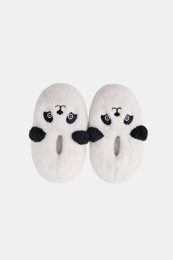 Mısırlı Kadın Panda Figürlü Panduf Ekru