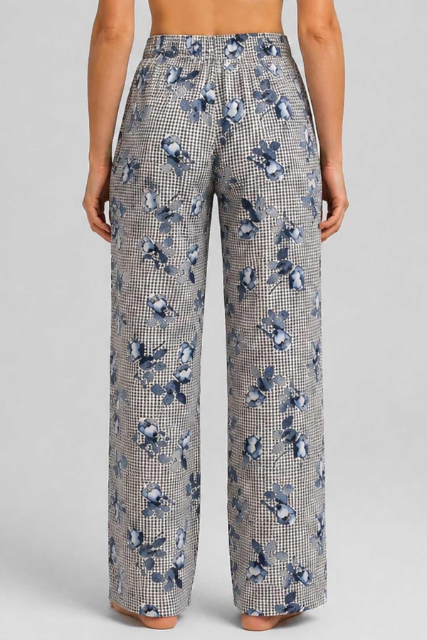 Mısırlı Kadın Viskon Alt Pijama Bej/Lacivert