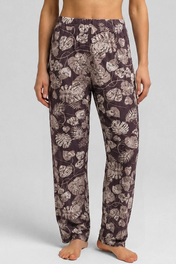 Mısırlı Kadın Viskon Alt Pijama Kahverengi