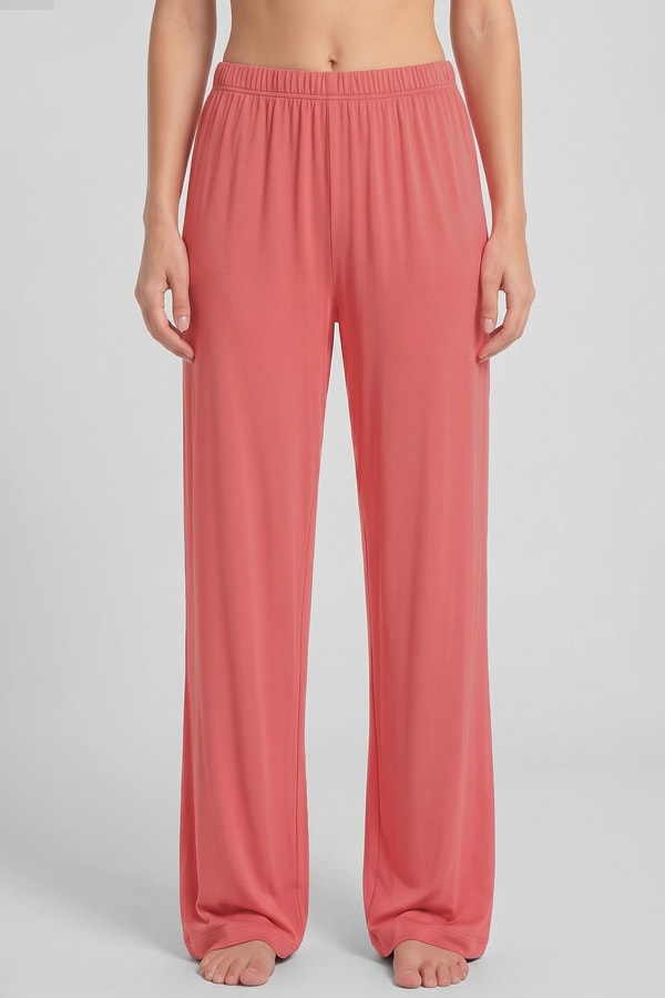 Mısırlı Kadın Viskon Alt Pijama Kiremit Pembe