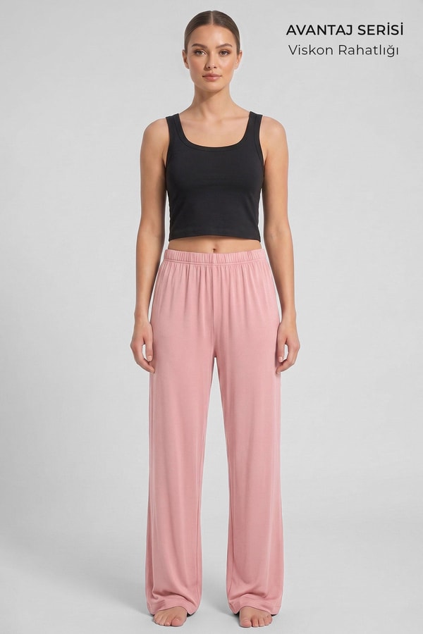 Mısırlı Kadın Viskon Alt Pijama Pembe