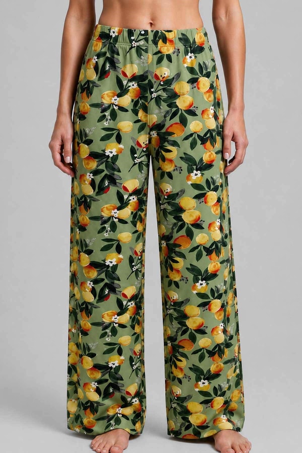Mısırlı Kadın Viskon Alt Pijama Yeşil