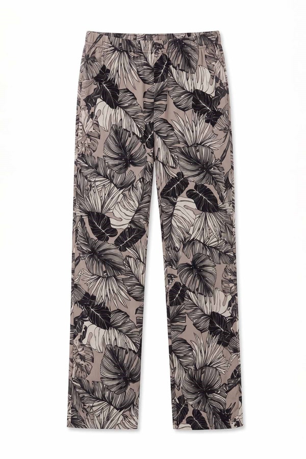 Mısırlı Kadın Viskon Çiçekli Alt Pijama Bej