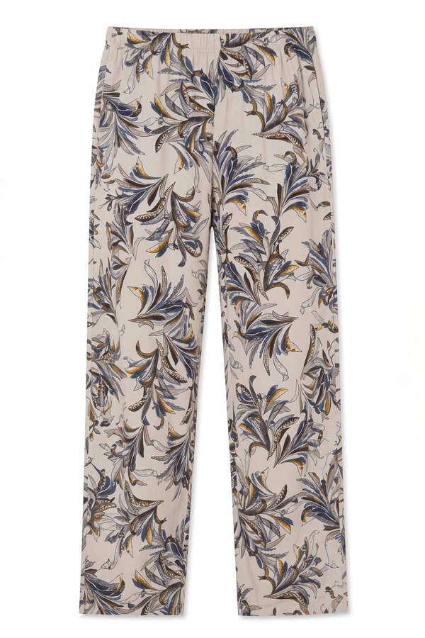 Mısırlı Kadın Viskon Çiçekli Alt Pijama Taş Rengi