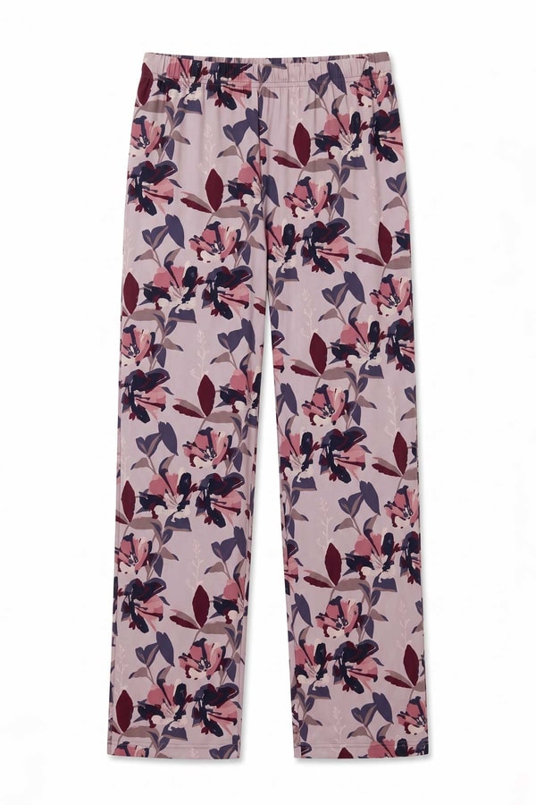 Mısırlı Kadın Viskon Çiçekli Alt Pijama Gül Kurusu