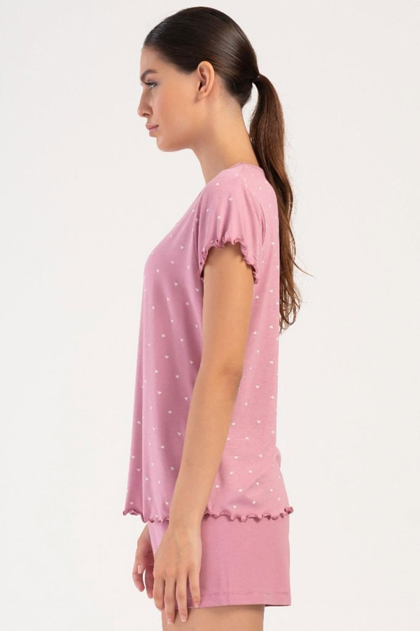 Mısırlı Kadın Viskon Kısa Kollu Şort Pijama Takımı Açık Pembe