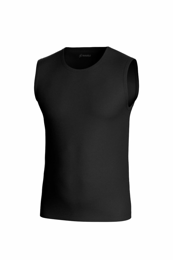Mısırlı Modal Bisiklet Yaka Regular Fit Sporcu Atlet / T-Shirt Siyah