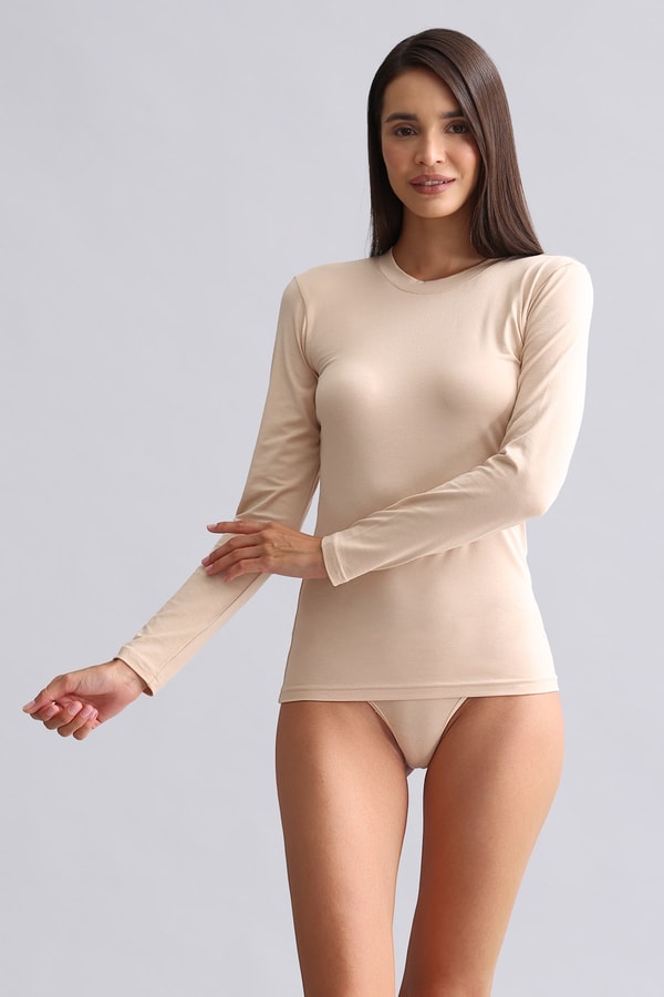 Mısırlı Modal by TENCEL BRITT Bisiklet Yaka Uzun Kollu Fanila / Sweatshirt Ten