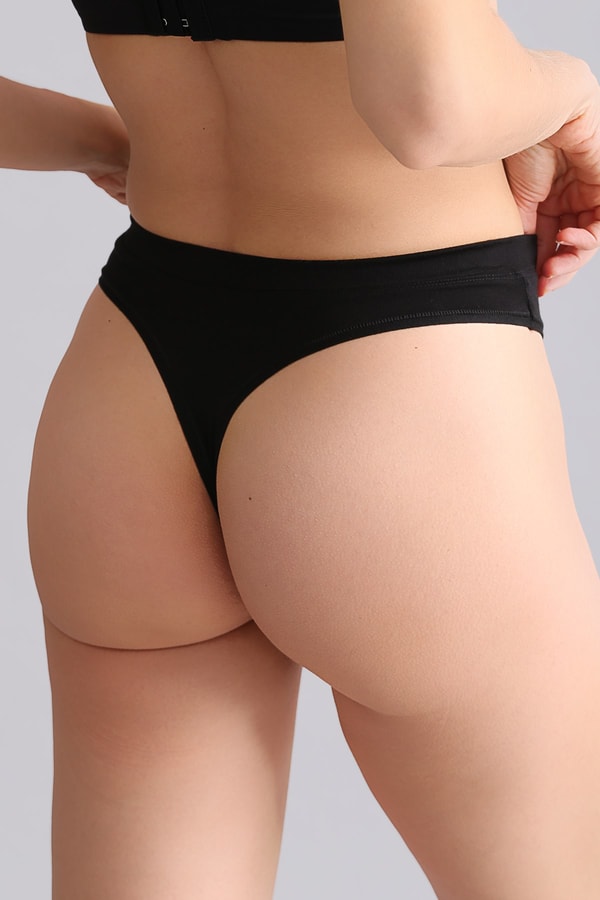 Mısırlı Modal by TENCEL Gizli Lastikli Altın Tanga Siyah