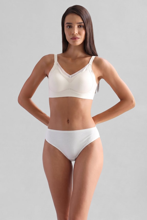 Mısırlı Modal by TENCEL HERA Brief İnce Lastikli 3'lü Slip Külot Beyaz