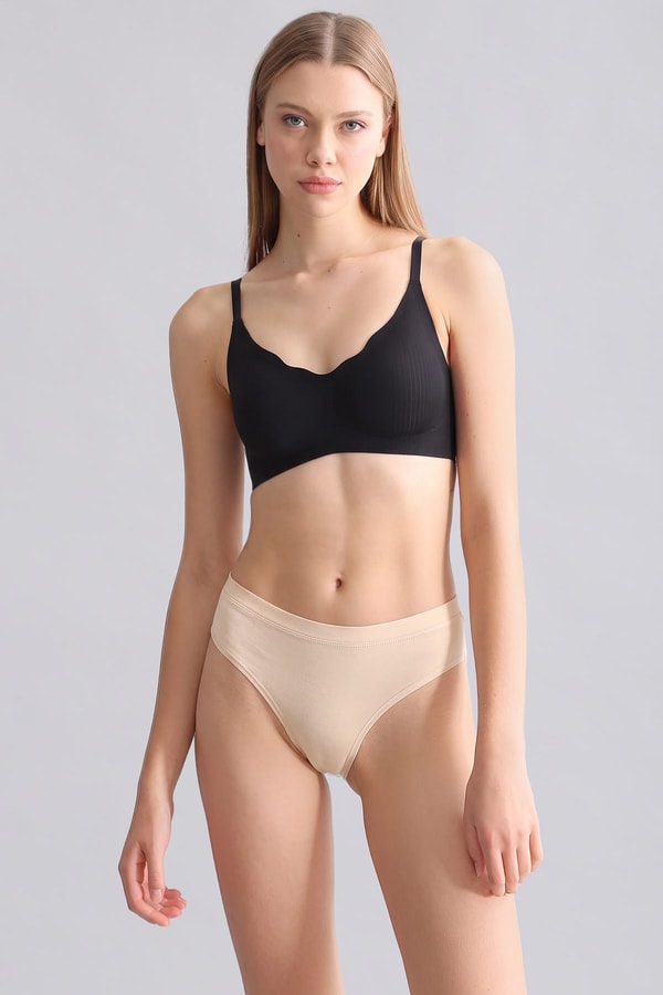Mısırlı Modal by TENCEL HERA Gizli Lastikli Brazillian 3'lü Külot Siyah-Beyaz-Ten