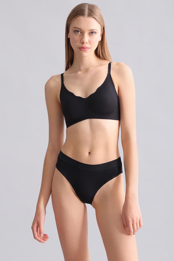 Mısırlı Modal by TENCEL HERA Gizli Lastikli Brazillian 3'lü Külot Siyah-Beyaz-Ten