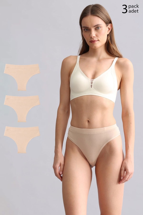 Mısırlı Modal by TENCEL HERA Gizli Lastikli 3'lü Tanga Ten Rengi