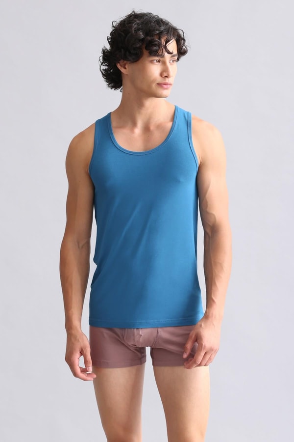 Mısırlı Modal by TENCEL HERCULES Slim Fit Basic Atlet Petrol