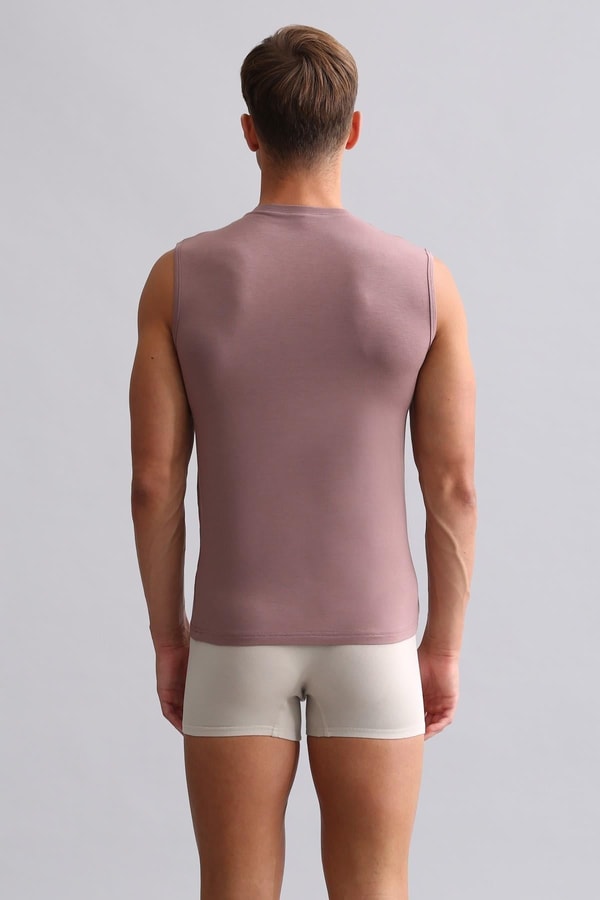 Mısırlı Modal by TENCEL HERCULES Slim Fit V Yaka Sporcu Atlet / T-Shirt Lavender