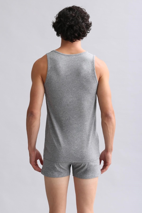 Mısırlı Modal by TENCEL HERCULES Slim Fit Basic Atlet Gri Melanj