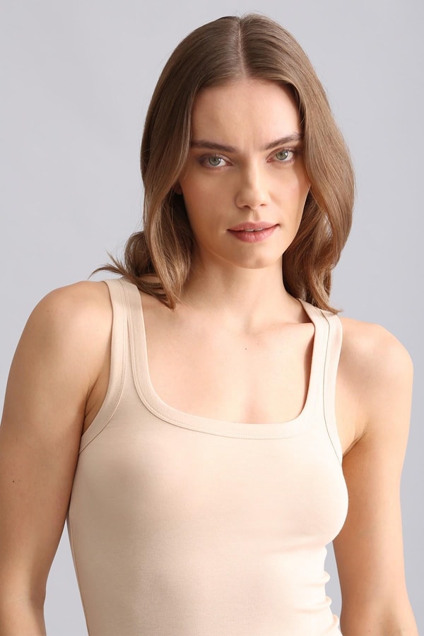 Mısırlı Modal by TENCEL U HELEN Kalın Askılı Long T-Shirt / Atlet Ten