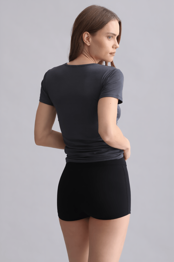 Mısırlı Modal by TENCEL VICTORIA V Yaka Fanila Antrasit