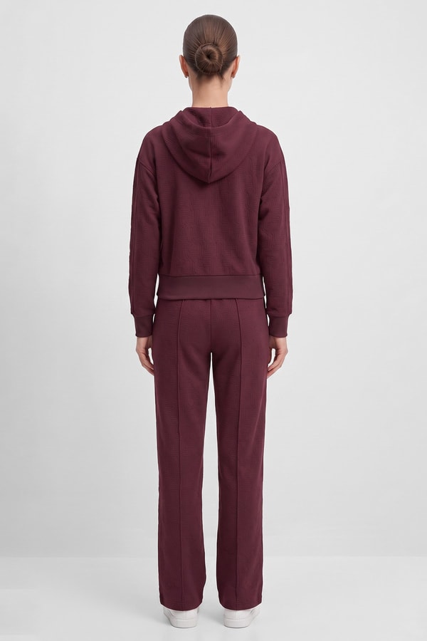 Mısırlı Monogram Desen Ceket Pantolon Takım Bordo