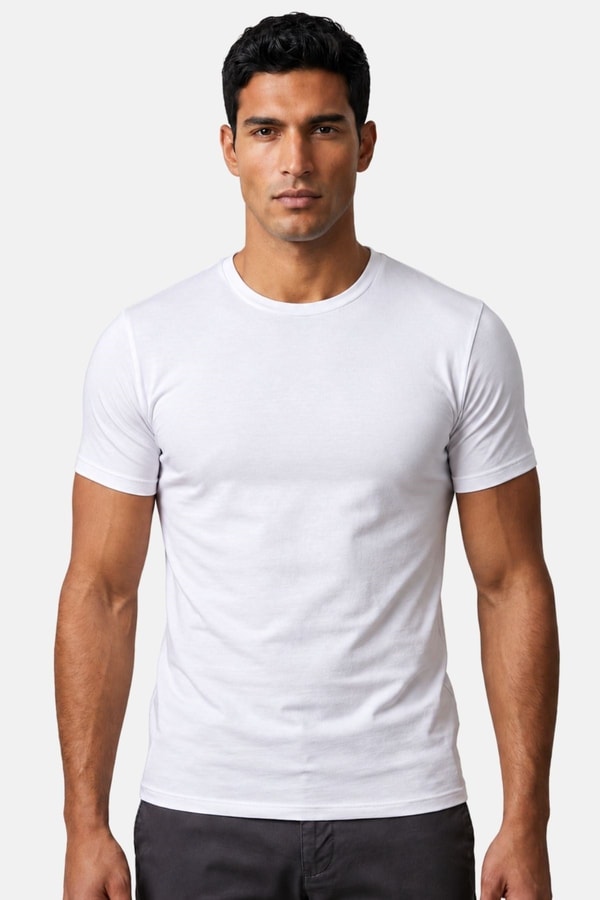Mısırlı ORGANIC Pamuklu HERCULES Slim Fit Bisiklet Yaka Fanila Beyaz