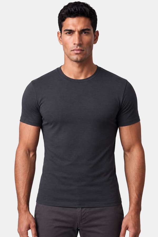 Mısırlı ORGANIC Pamuklu HERCULES Slim Fit Bisiklet Yaka Fanila Antrasit