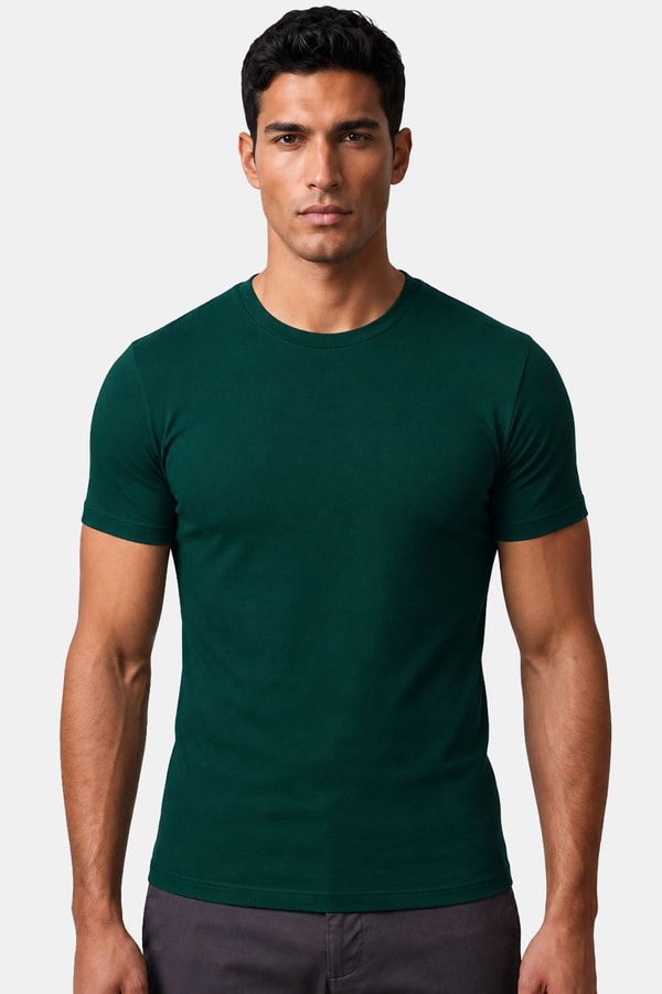Mısırlı ORGANIC Pamuklu HERCULES Slim Fit Bisiklet Yaka Fanila Fit Green