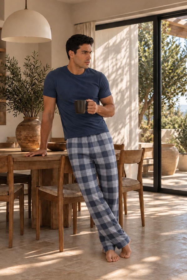 Mısırlı ORGANIC Pamuklu HERCULES Slim Fit Bisiklet Yaka Fanila Gece Mavisi