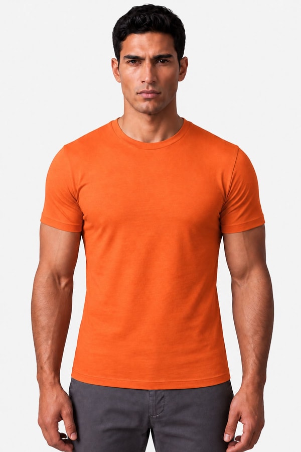 Mısırlı ORGANIC Pamuklu HERCULES Slim Fit Bisiklet Yaka Fanila Pas Kırmızısı