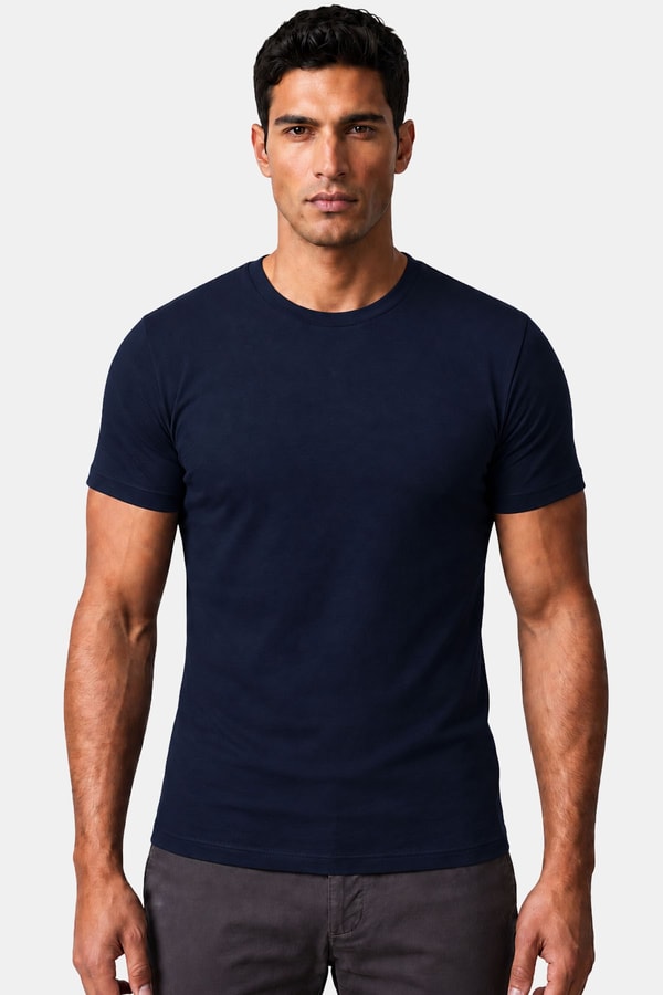 Mısırlı ORGANIC Pamuklu HERCULES Slim Fit Bisiklet Yaka Fanila Lacivert
